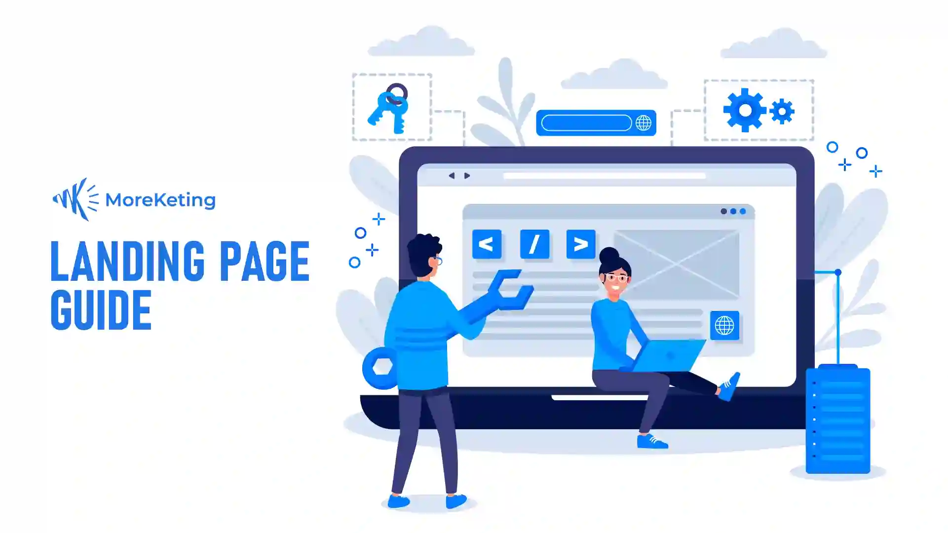 Cover of a comprehensive landing page optimization guide by the digital marketing agency Moreketing